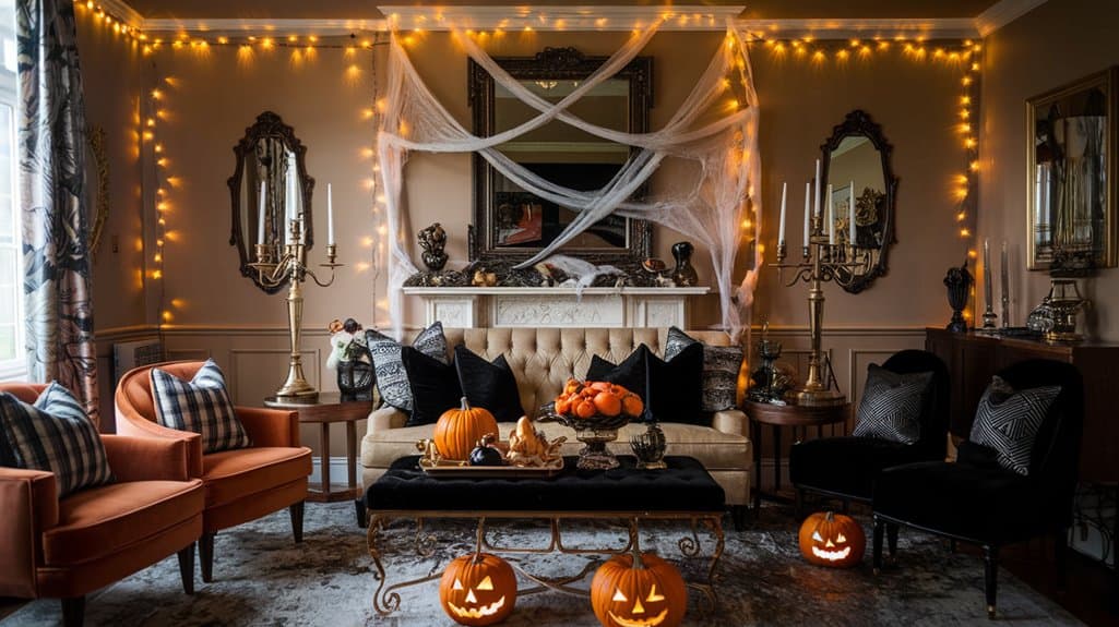 spooky halloween living room decor