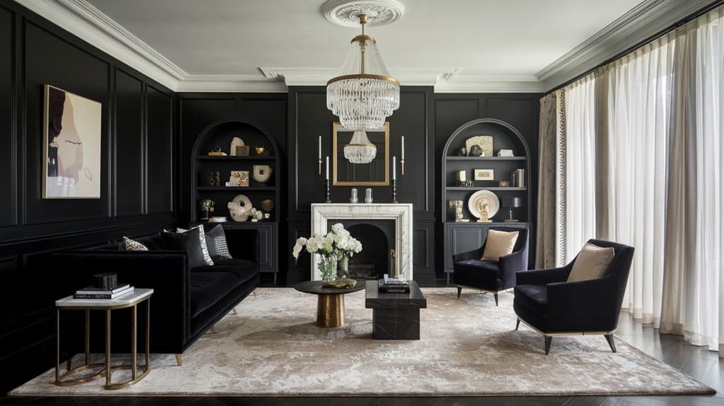 stunning black living rooms